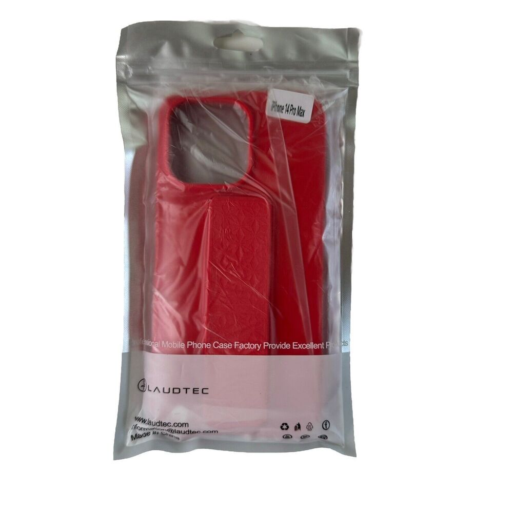 LAUDTEC Silicone iPhone 14 pro max 6.7" case with Stand Kickstand Vertical Red